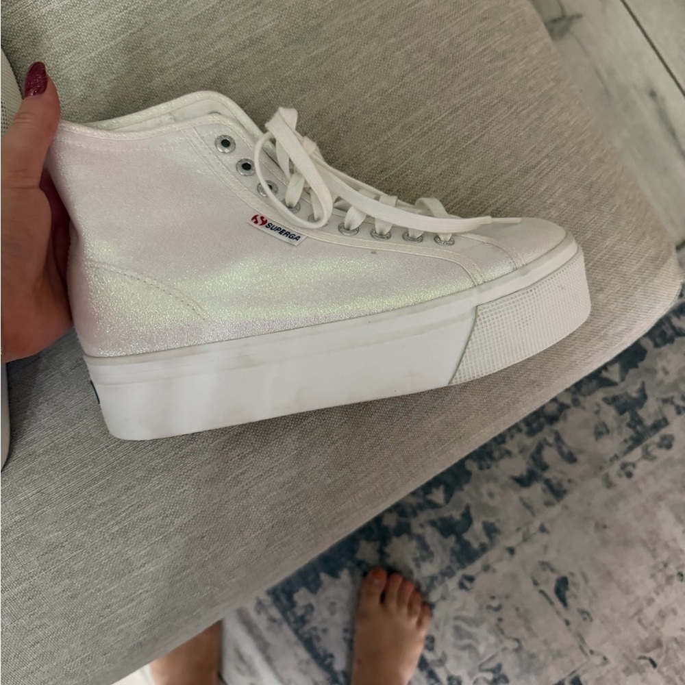 Superga Women's Iridescent White Platform Sneakers - Picture 5 of 13